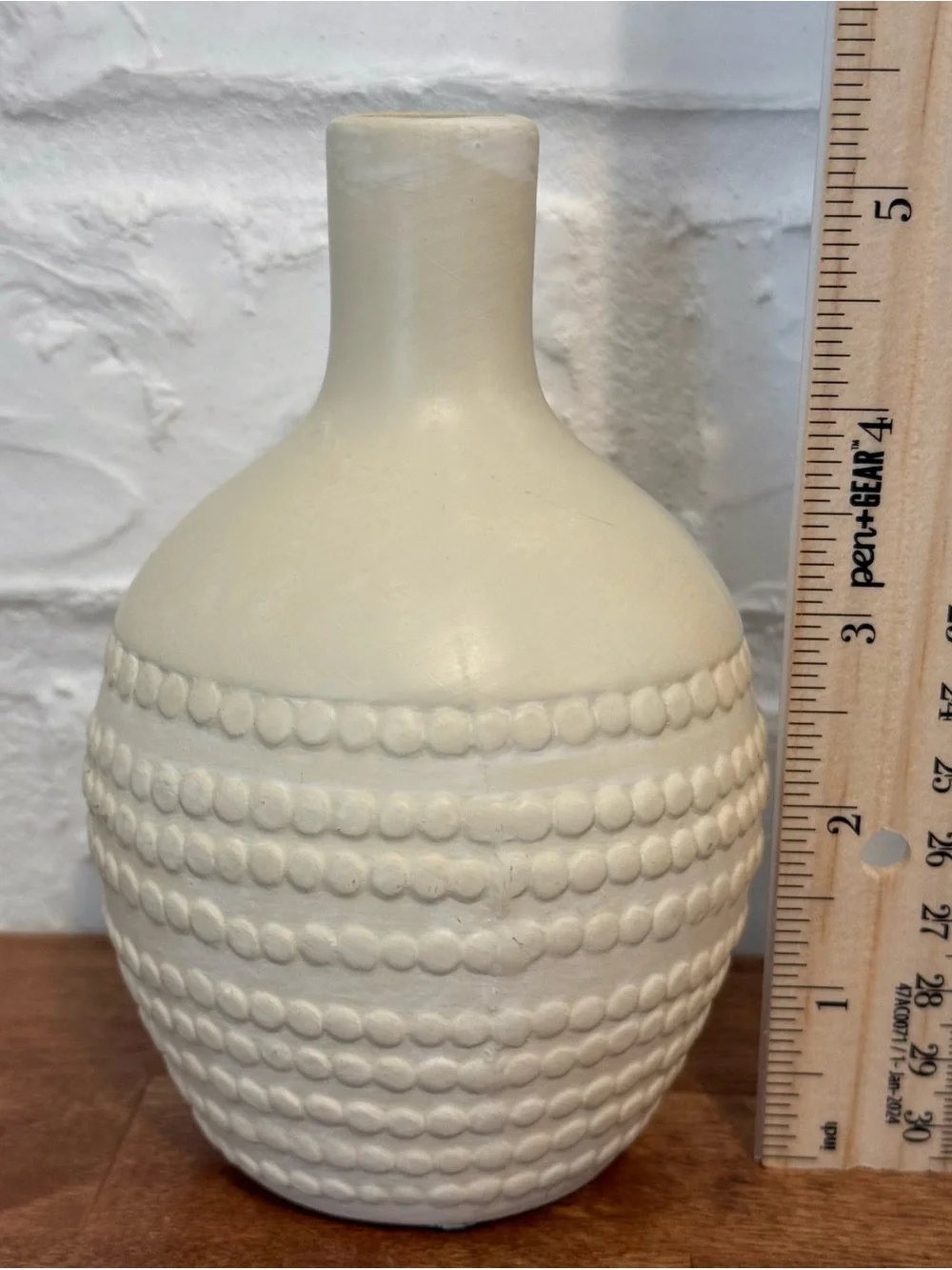 Magnolia Chloe Dot Bud Vase Cream Textured Ceramic Farmhouse Decor